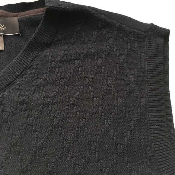 Tasso Elba Men Cotton Vest Black Diamond Pullover - Picture 4 of 8